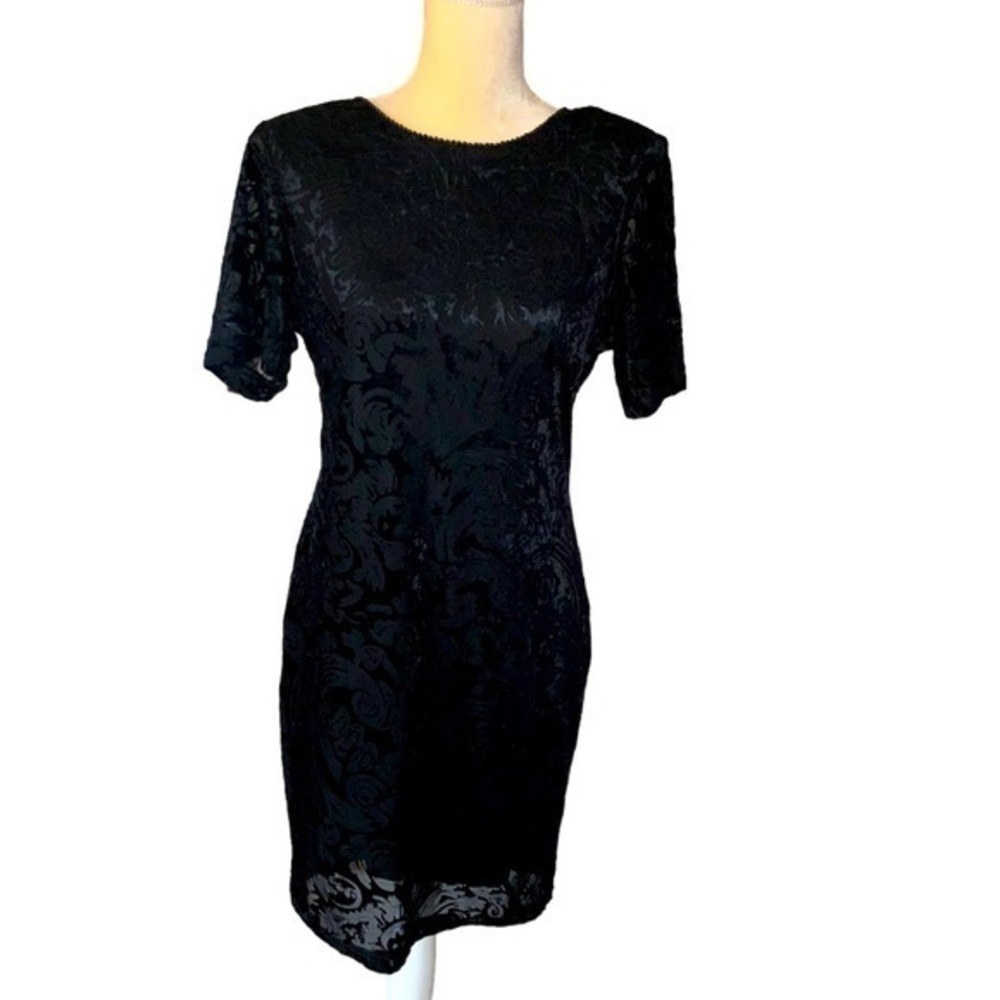 Vintage Nina Piccalino Black Mini Classic Short Sleeve Dress Small/Medium